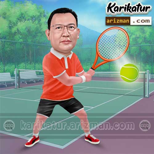 Karikatur Tenis Lapangan