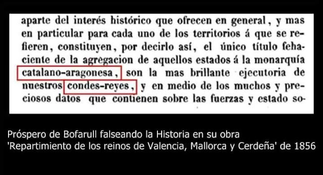 Próspero de Bofarull falseando la historia en su obra "repartimiento de los reinos de Valencia, Mallorca y Cerdeña" de 1856