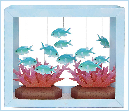 Aquarium Papercraft Blue-Green Puller