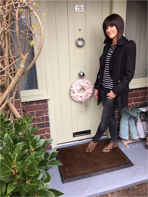 My Midlife Fashion, Monochrome, Stripes, Breton, Military, Reefer Coat, Zara, Distressed skinny jeans, boden joni leopard print ankle boots