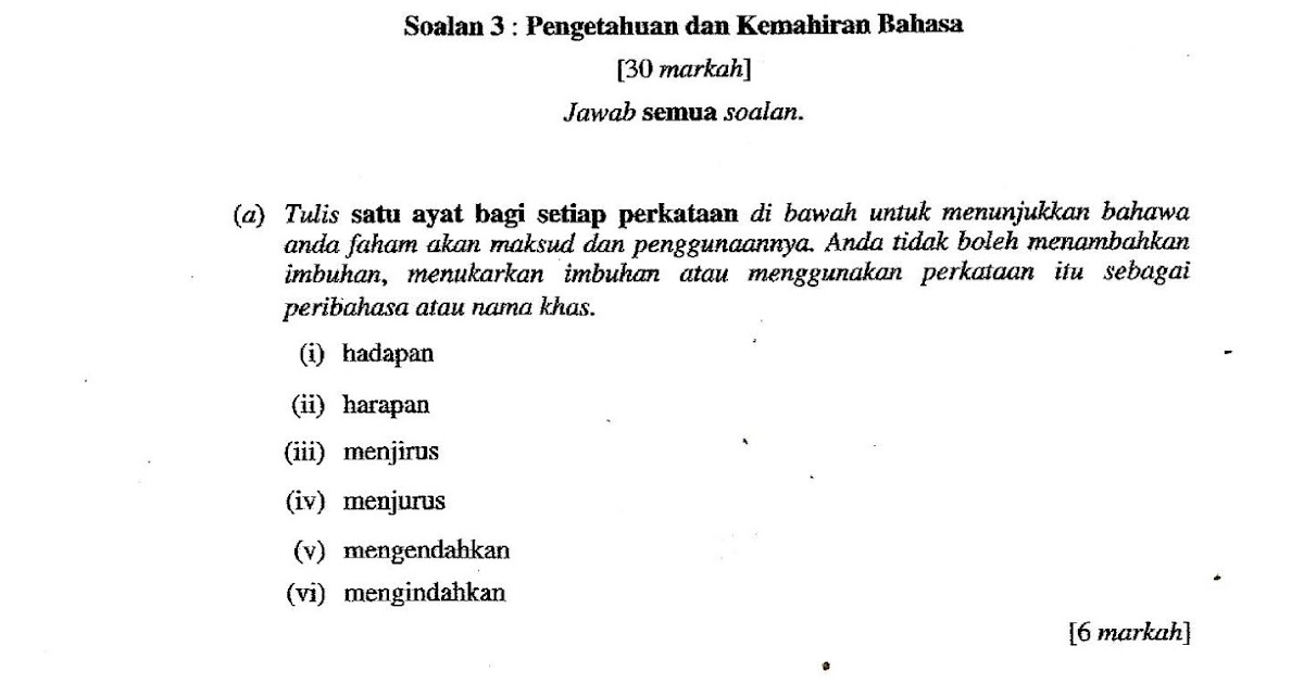 Laman Bahasa Melayu SPM: SOALAN LATIHAN TATABAHASA 