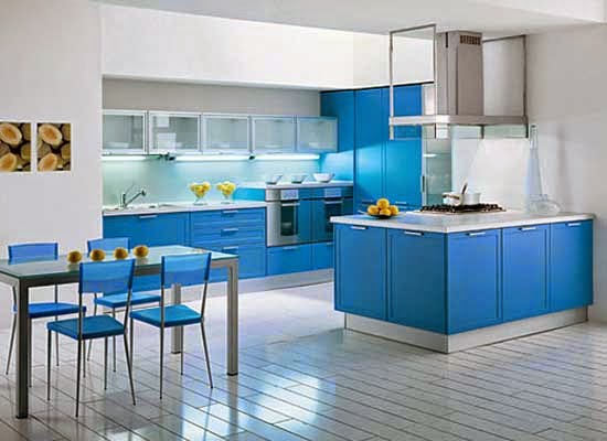 Dapur minimalis warna biru