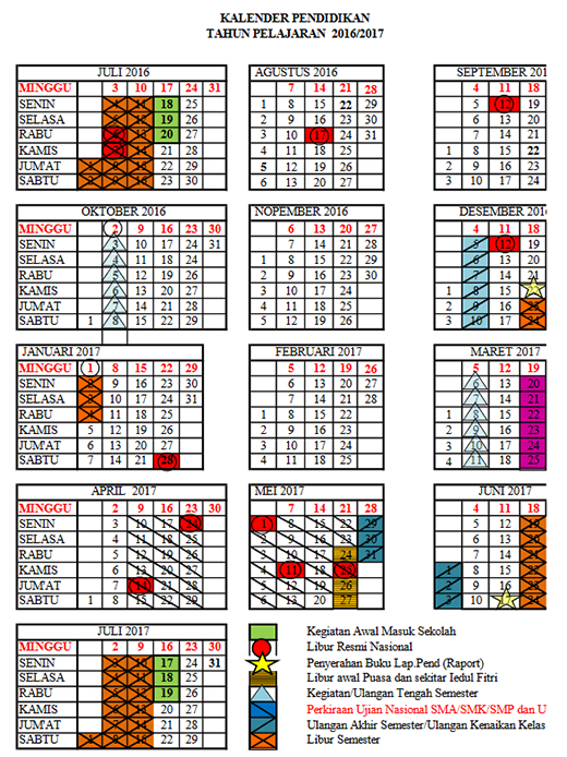 Kalender Pendidikan 2016/2017 Serta Rencana Minggu Efektif 