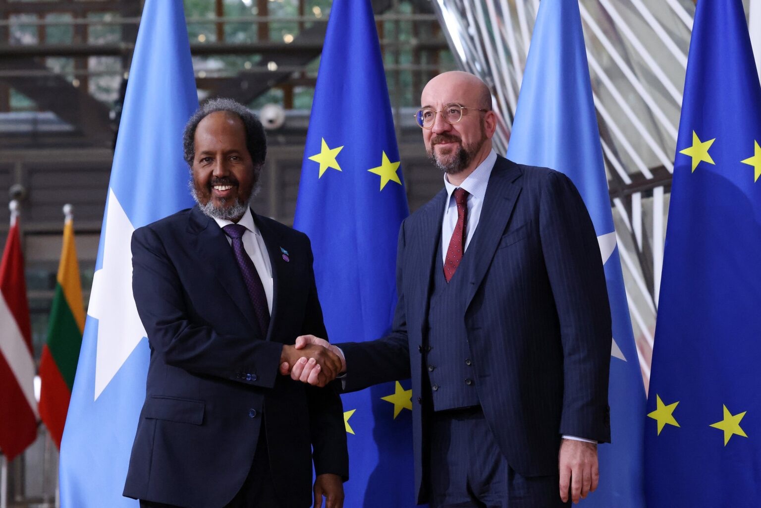 The Somali President holds a meeting with the President of the European Council
