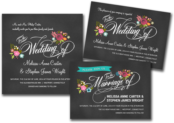  Rustic Floral Chalkboard Wedding Invitations