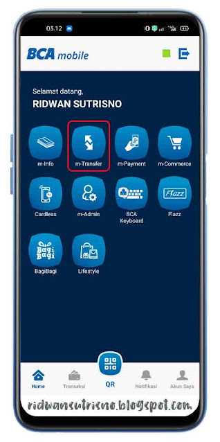 Cara Tranfer Di m-BCA Menu