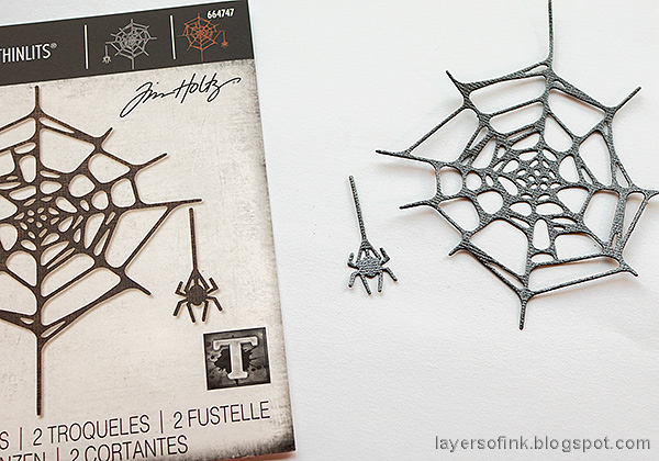 Layers of ink - Old Spooky House Tutorial by Anna-Karin Evaldsson. Die cut spider web.