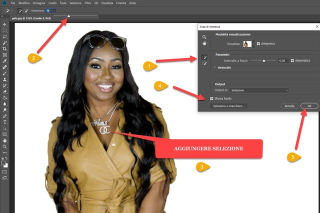 aggiungere aree alla selezione con photoshop