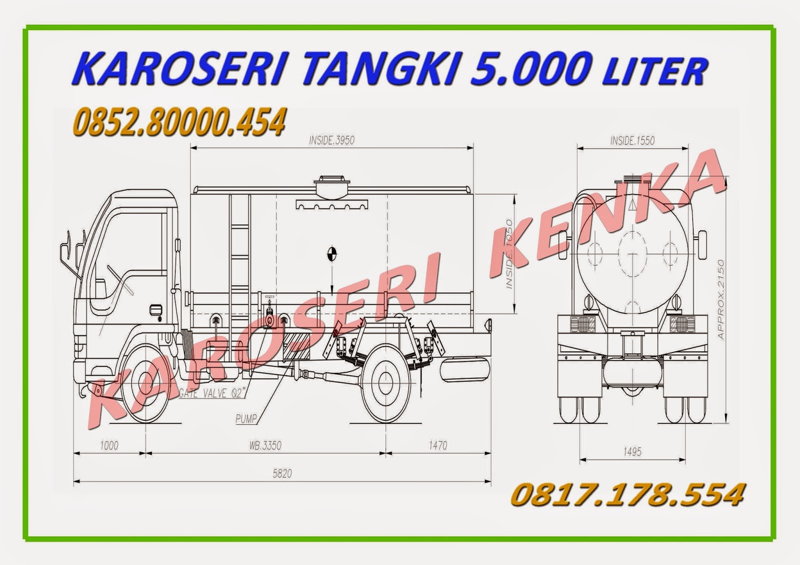  TRUK  TANGKI  5000 LITER  KAROSERI KENKA