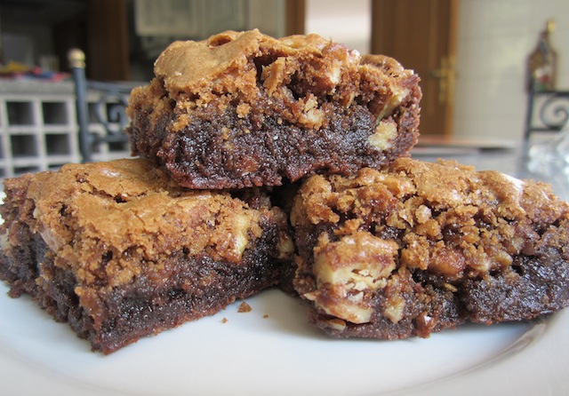 Food Lust People Love: These guys are called Black Bottom Pecan Praline Bars and they are a big chocolately chewy, crunchy stack of evil. Make some to take to a friend's house. You probably shouldn't be alone in your house with them. Fair warning.