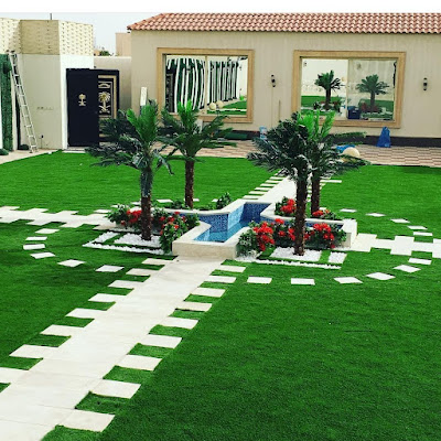 احواض زرع للحوش بالرياض تصميم حديقة منزلية مستطيلة في الرياض