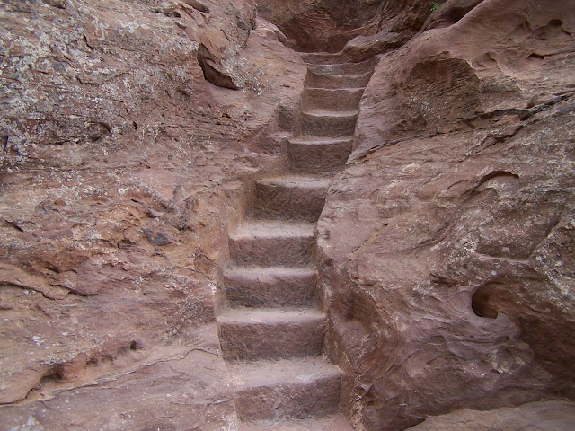 Escaliers sculptés dans la roche à Pétra