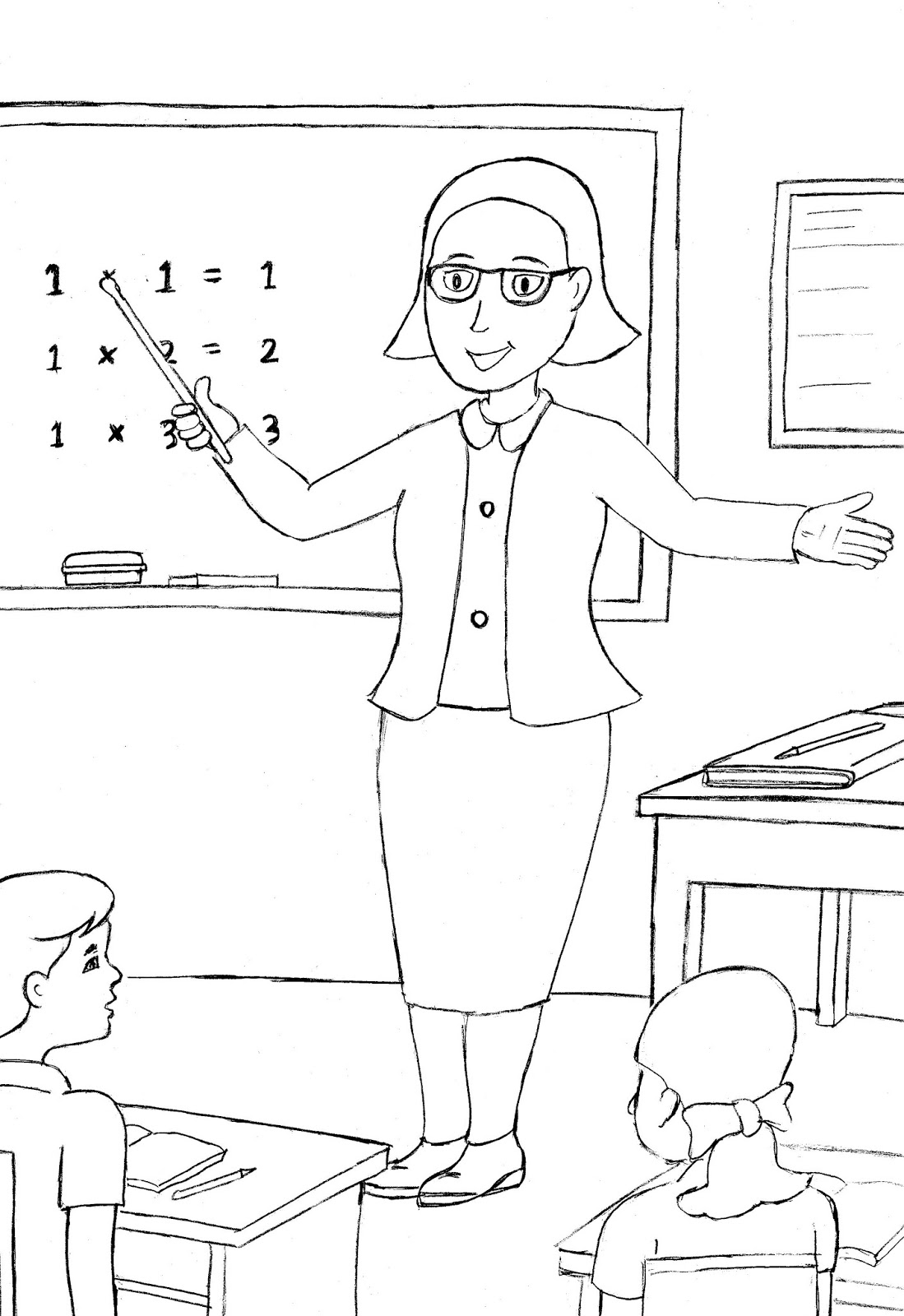 99 Gambar Guru Mengajar Kartun Hitam Putih Terlengkap Cikimmcom