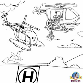 Harold the helicopter Thomas train transport image working pictures to color printable coloring book
