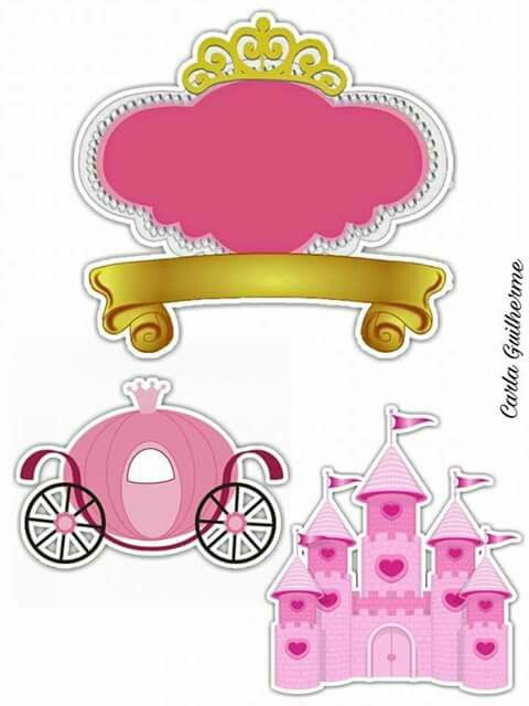 Castle and Carriage in Pink:  Free Printable Cake Toppers.