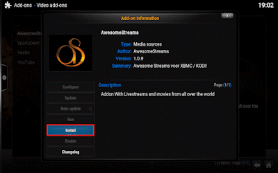 اضافة Awesome Streams الى برنامج Kodi
