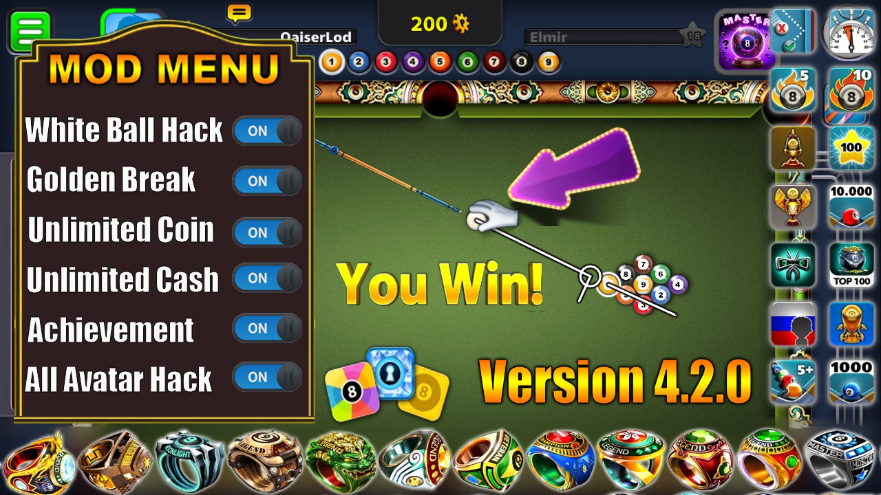 8 Ball Pool Mega Mod Version 4.2.0 (MOD, Extended Stick ... - 