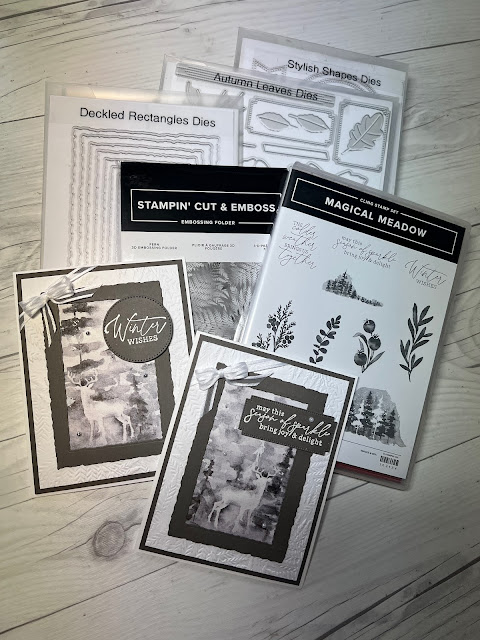 Cards created using Stampin' Up! Magical Meadow Bundle and Winter Meadow Designer Series Paper