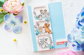 Sunny Studio Stamps: Puppy Parents Window Trio Square Dies Mother's Day Card by Mona Toth