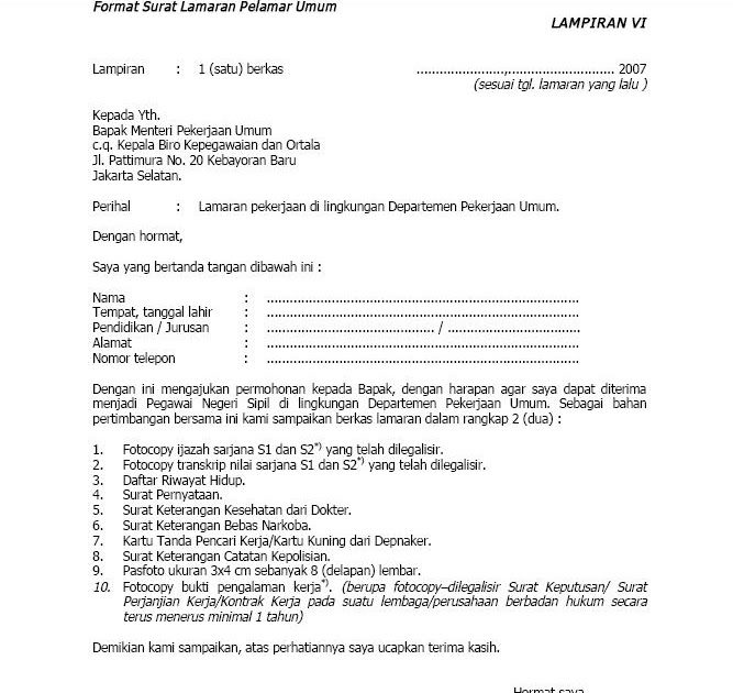 JOBS VACANCY: Contoh Surat Lamaran III