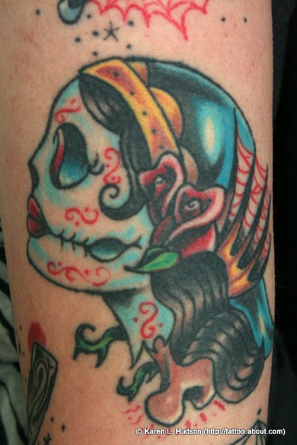 sugar skull tattoos for women. sugar skull tattoo design that