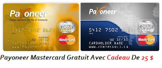 payoneer mastercard gratuit avec cadeau de 25$