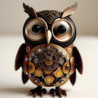 Steampunk Clockwork Owl Statue Miniature 3D amazingwallpapersa blogspot com (38)