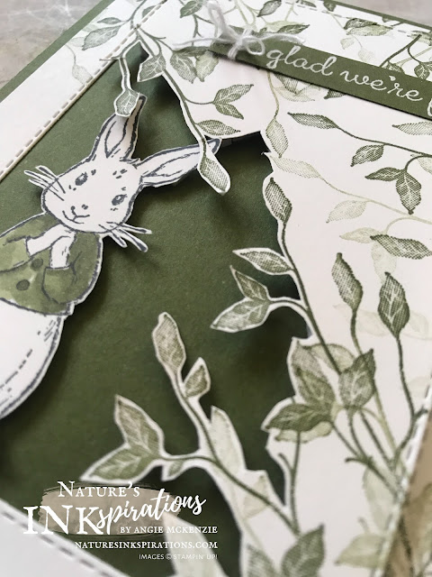 By Angie McKenzie for Kre8tors Blog Hop; Click READ or VISIT to go to my blog for details! Featuring the Fable Friends and Very Versailles stamp sets by Stampin' Up!;  #fablefriendsstampset #veryversaillesstampset #stitchedrectangledies #naturesinkspirations #coloringwithblends #stampinblendsmarkers #makingotherssmileonecreationatatime #cardtechniques #stampinup #handmadecards #fussycutting #friendshipcards #kre8torsbloghop #monochromaticgreen 