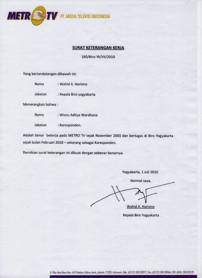 Contoh Surat Referensi Kerja  Share The Knownledge