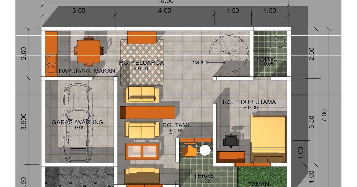 Denah Rumah  Minimalis  1 Lantai  Ukuran  6x8 Desain Rumah  