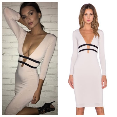 Emily Ratajkowski at Svedka Vodka in Nude Low Plunge Dress