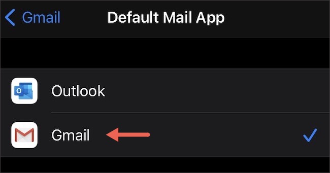 اضغط على "Gmail".