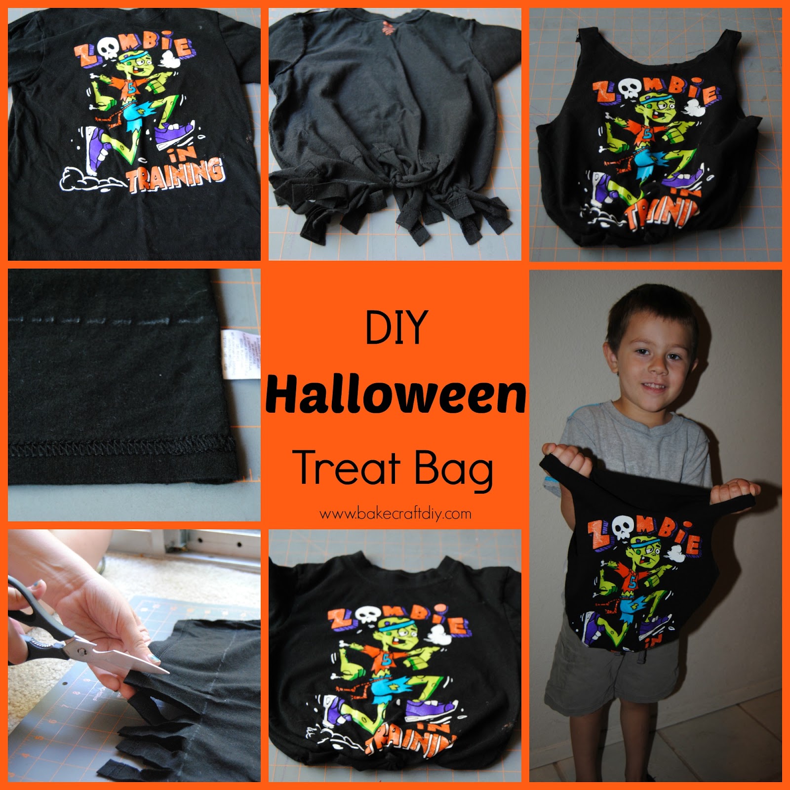 Bake Craft DIY  DIY  Halloween  Treat Bag from a Shirt 
