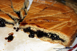 Gâteau Basque with black cherry jam filling