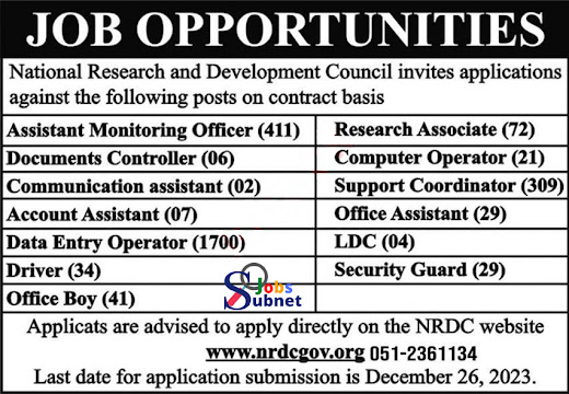 National Research and Development Council NRDC Jobs 2023(خالی آسامیاں 2666)