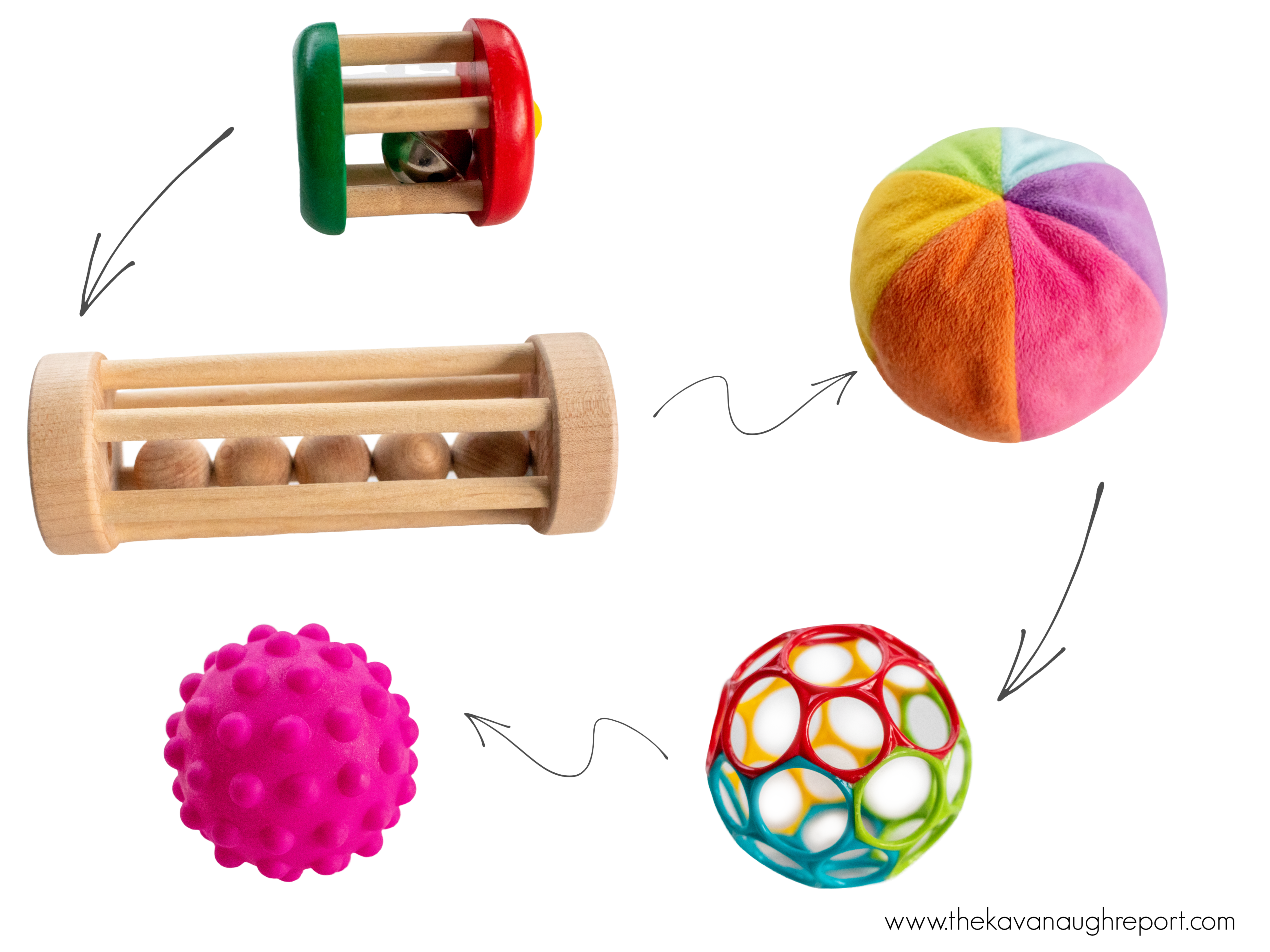 Here are some examples of Montessori baby toys that support early movement, especially crawling. These toys help babies learn to move.