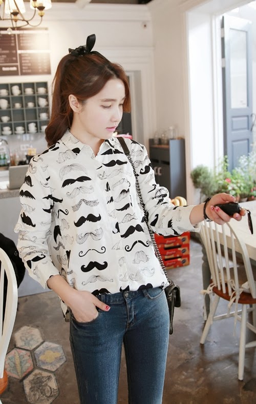 Funky Mustache Print Shirt