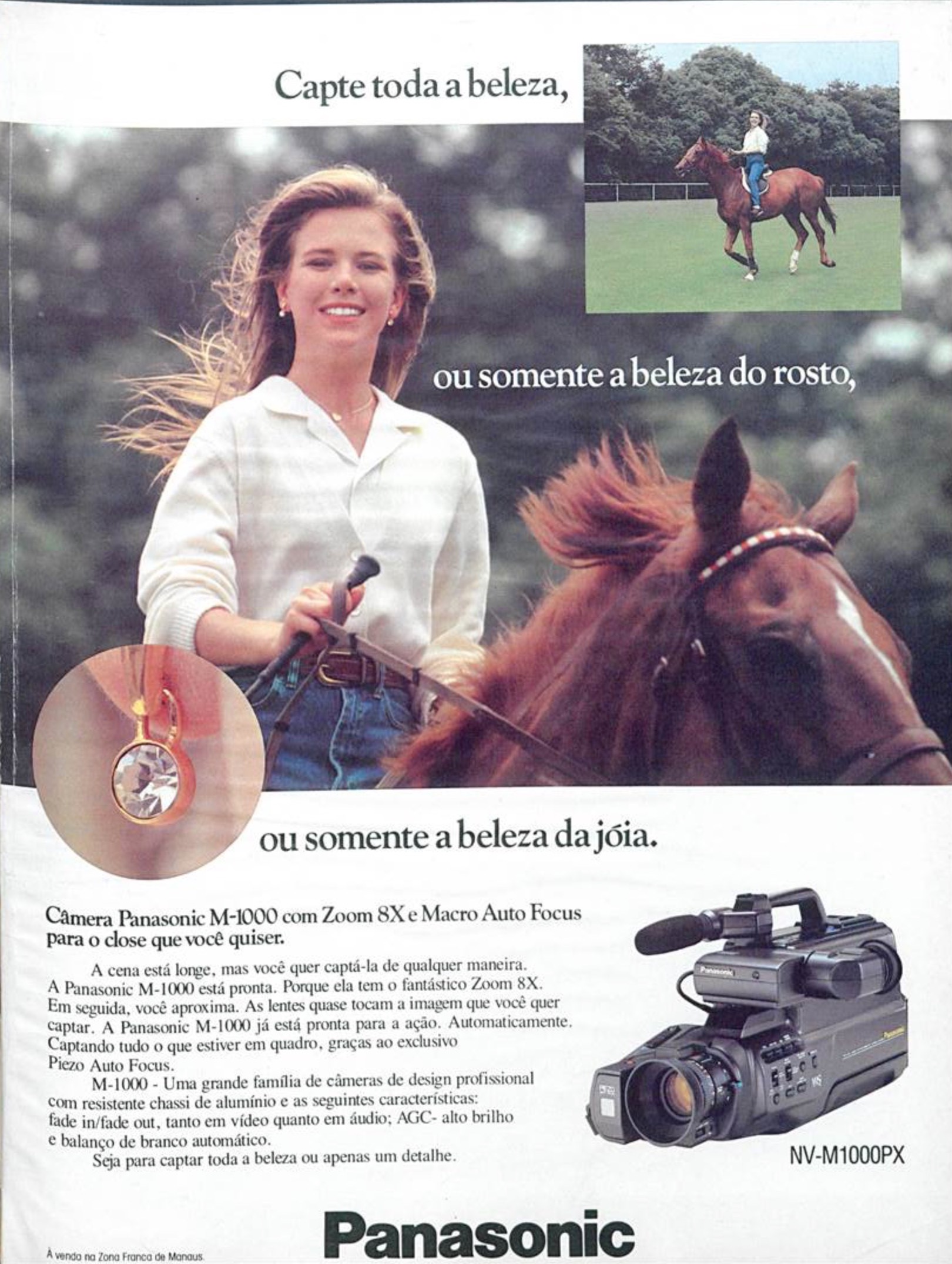Campanha da Panasonic promovendo seu novo modelo de câmera em 1990