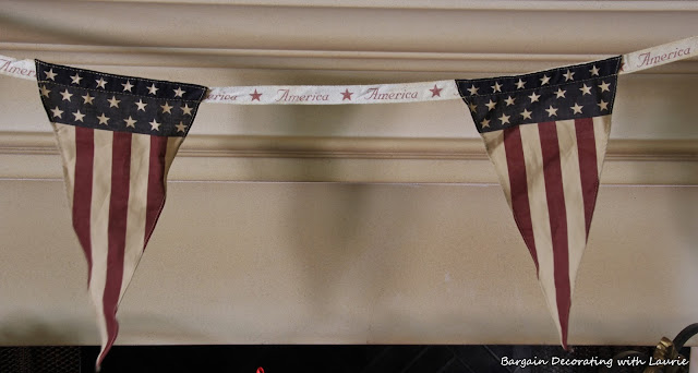 Red White & Blue Mantel-Bargain Decorating with Laurie