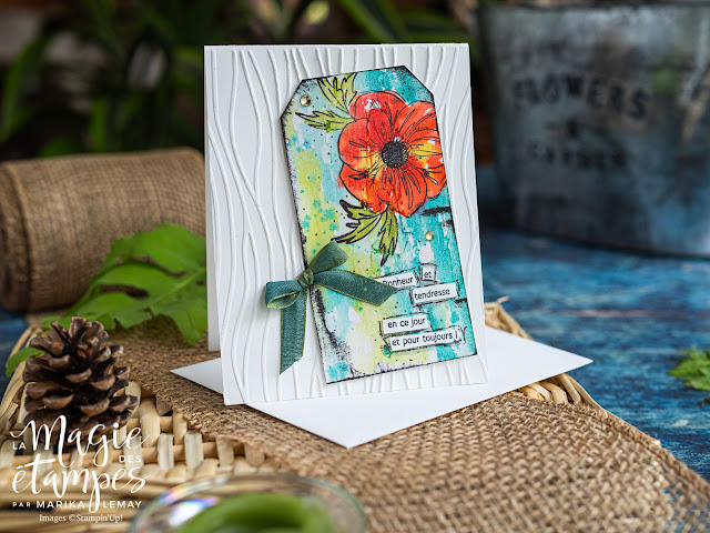 Carte  mixed media Stampin' Up! avec essence florale