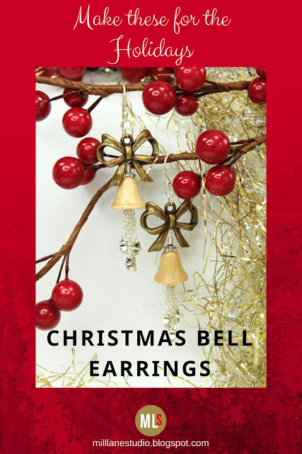 Wooden Bell bead cap Christmas earrings inspiration sheet