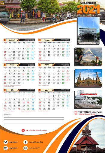 Desain Kalender Dinding 2021 Format 6 Bulan