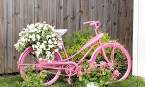 Bicicleta no jardim com flores