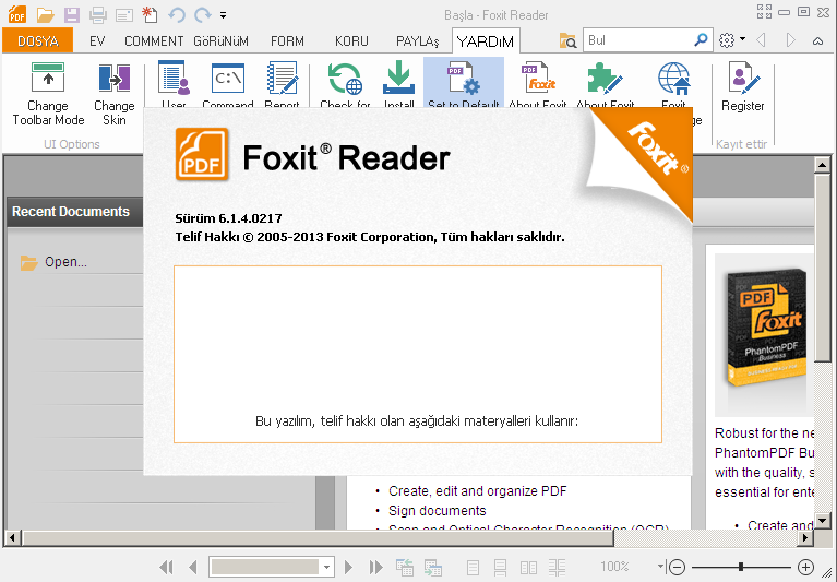Foxit Reader 6.1.4.0217 ( TR ) Multilanguage [ x86 - x64 ] - Katılımsız