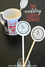 Love coffee? Incorporate it into your wedding with these DIY Wedding Coffee Stirrers from www.abrideonabudget.com.