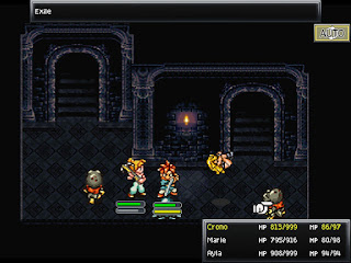 The party battles monsters inside the Tower of the Ancients, an optional dungeon in Chrono Trigger.