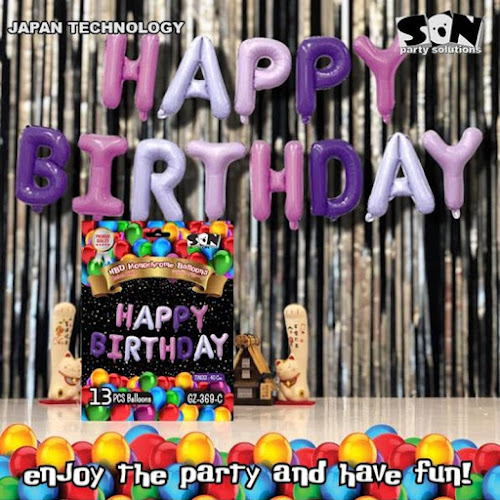 Balon Foil Huruf HAPPY BIRTHDAY Monochrome SON (GZ 369-C)