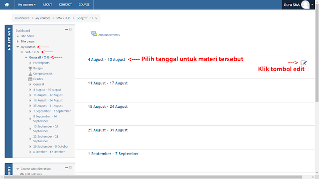 Menambahkan Materi Pembelajaran di Moodle