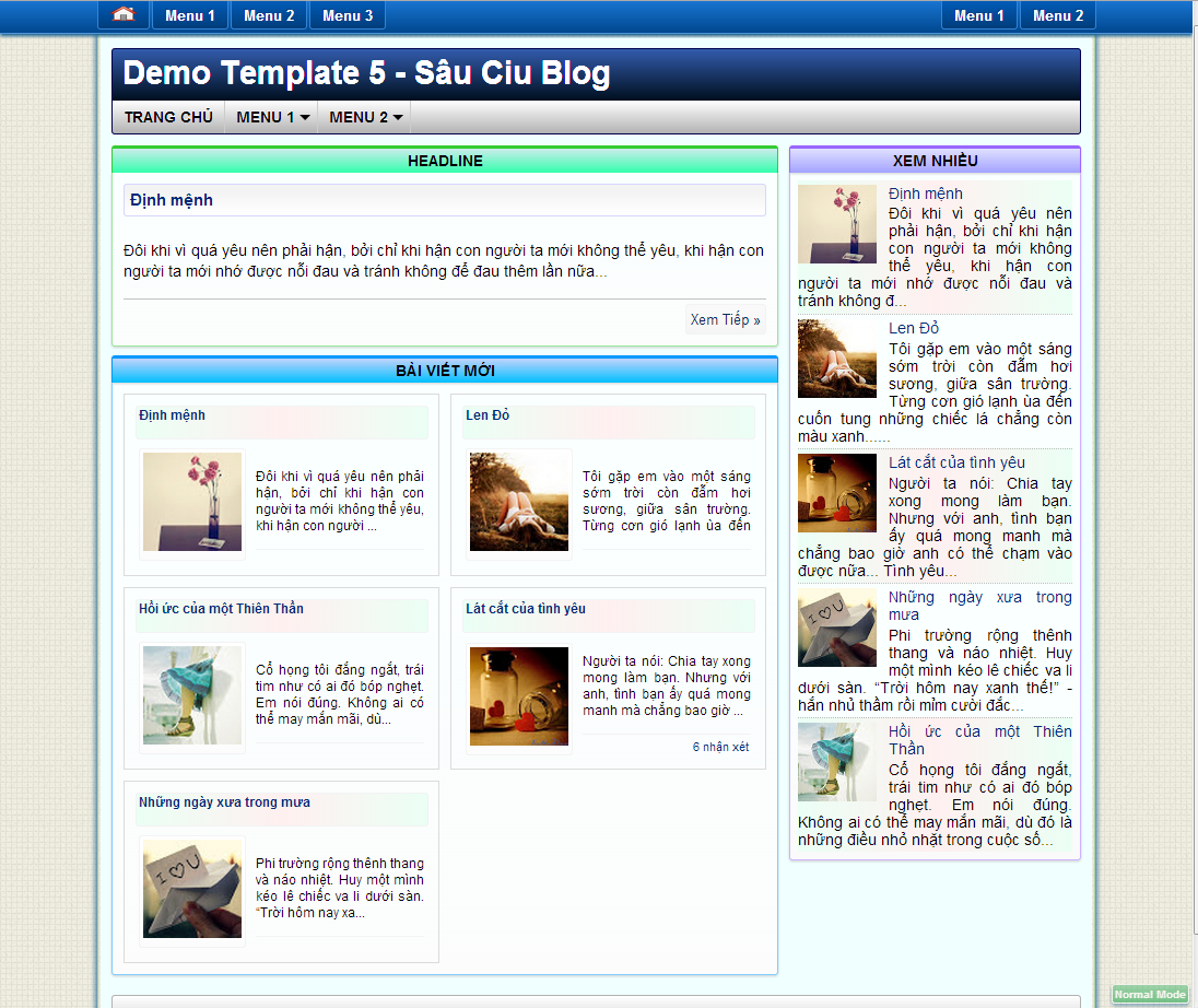 Template Blogger tích hợp 2 giao diện WAP WEB