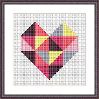 Red heart cross stitch pattern - Tango Stitch